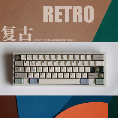 JKDK 复古retro PBT原厂热升华 68 980 75 87 104 客制化机械键帽