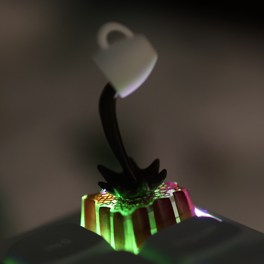 JKDK流水咖啡键帽 原创设计 透光树脂 创意礼物客制化ESC机械键盘