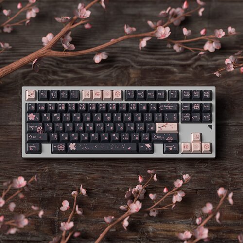 JKDK 墨樱 樱花PBT原厂热升华 68 980 75 87 104 客制化机械键帽