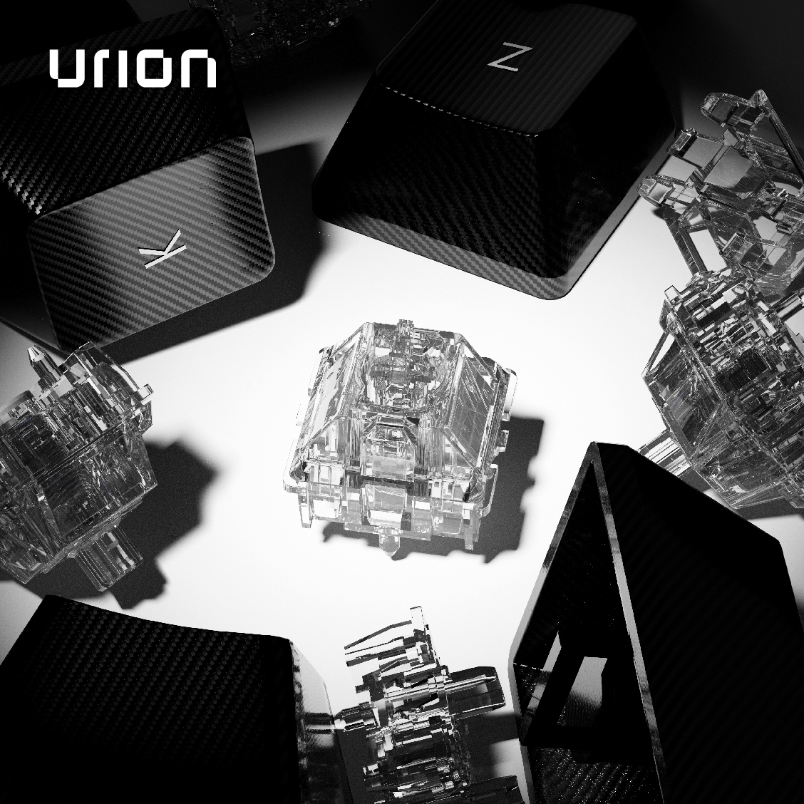 UR冰磁Extreme 22mm双段弹簧 独立双导光柱封底纯透明客制化磁轴