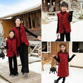 母女款 秋冬2026新款 拜年服背心裙马甲 中国风保暖棉服亲子装 新中式