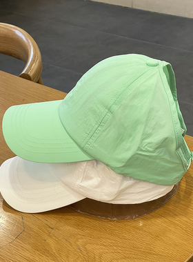 夏季速干纯色光板半空顶棒球帽子女户外薄款透气防晒运动鸭舌帽男