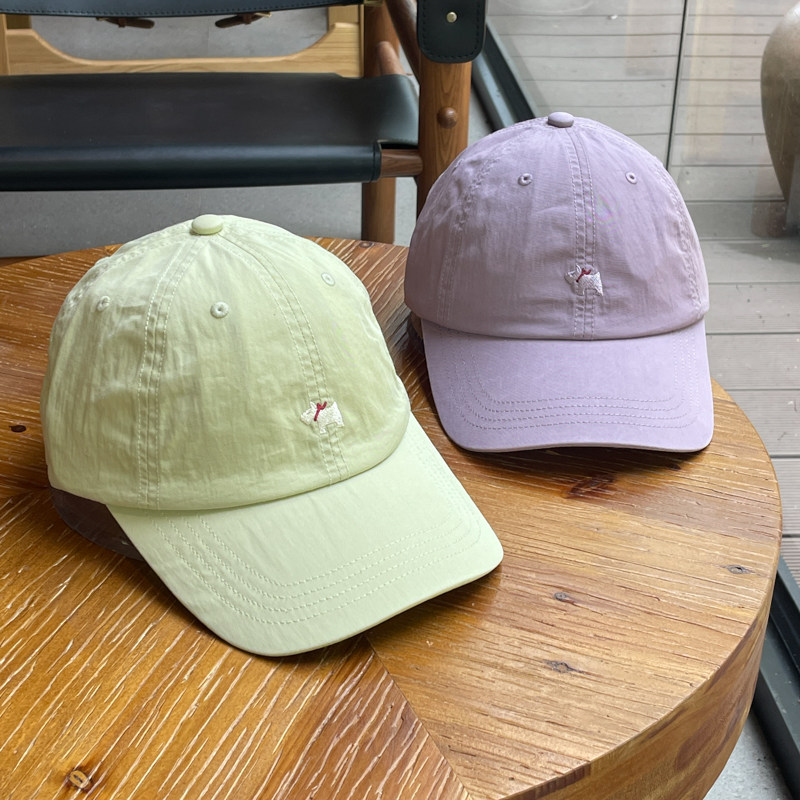 浅紫色可爱小狗刺绣棒球帽子女春夏秋季情侣款大头显脸小鸭舌帽男
