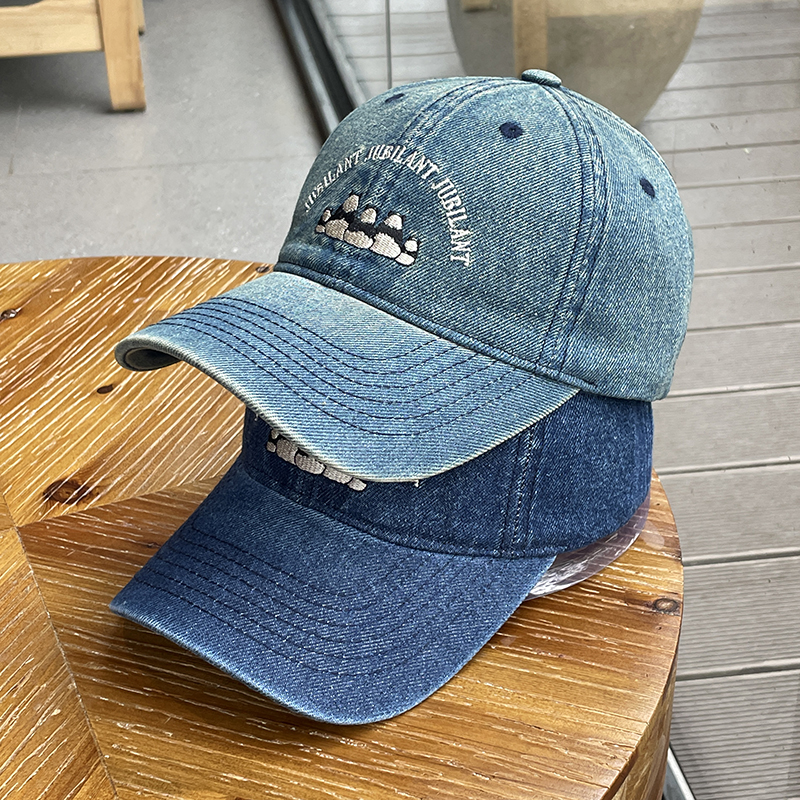 幸福熊猫刺绣牛仔棒球帽女四季款潮搭户外运动遮阳情侣帽鸭舌帽男