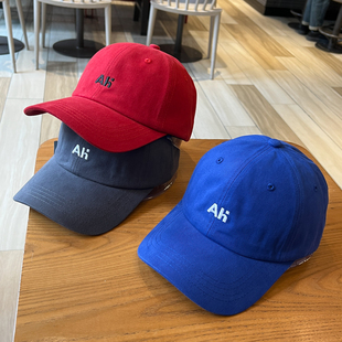 时尚字母刺绣软顶宝蓝色棒球帽女宽帽檐显脸小鸭舌帽男防晒遮阳帽