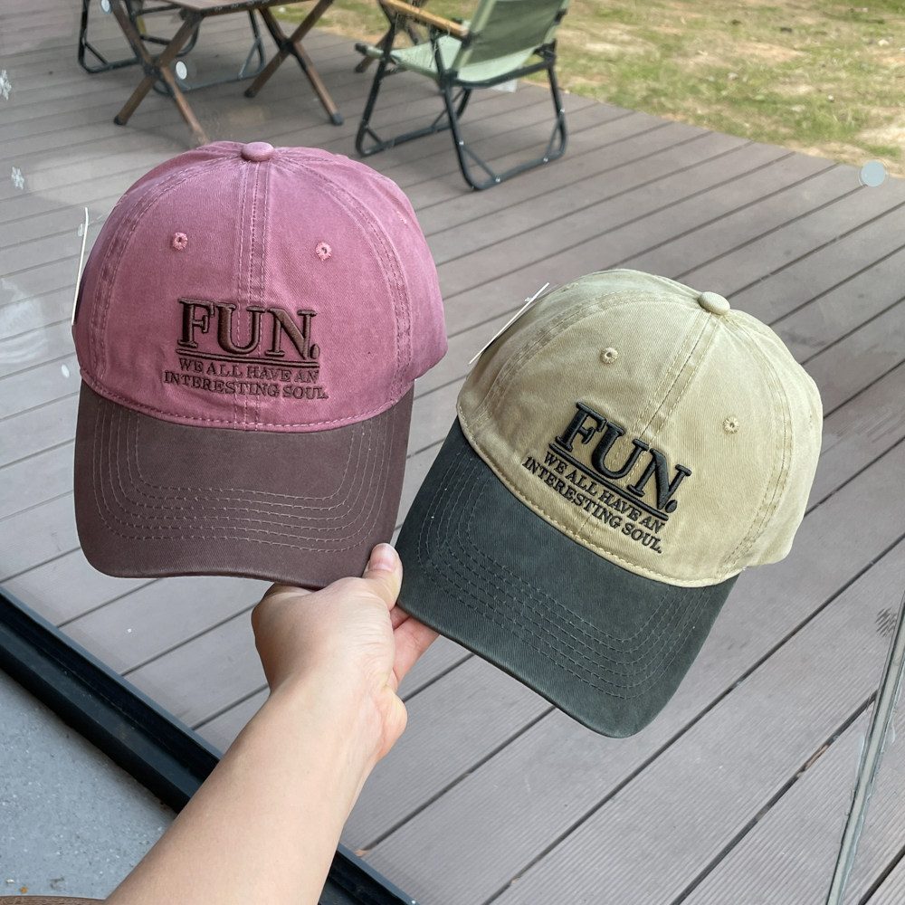 美式春秋FUN字母刺绣拼色棒球帽女甜美软顶撞色情侣出游鸭舌帽男,服饰配件/皮带/帽子/围巾,帽子,淘宝优惠券,粉丝福利购,淘宝优惠卷
