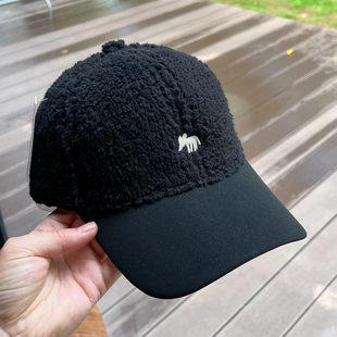 2025羊羔绒小狐狸刺绣显脸小棒球帽子女秋冬加绒保暖宽檐鸭舌帽男