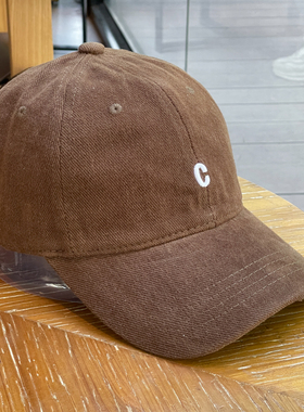 刺绣c字母磨毛棉棒球帽子女百搭显脸小鸭舌帽四季休闲帽情侣出游