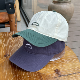显气质文艺山峰刺绣做旧棒球帽子男女休闲情侣款水洗软顶鸭舌帽女