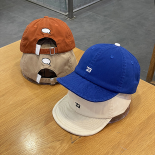 情侣美式 帽 23号短檐软帽檐鸭舌帽男棒球帽女复古水洗做旧软顶工装