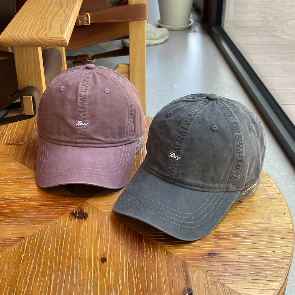 水洗字母Lucy深顶大头棒球帽