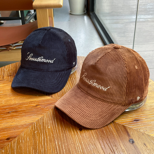 秋冬灯芯绒棒球帽软顶帽子女情侣秋游防风大头深帽桶鸭舌帽男生潮