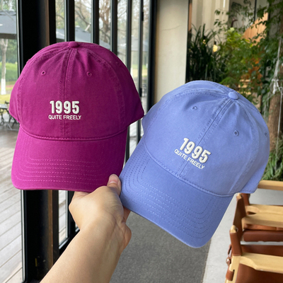 纯棉四季款1995棒球帽字女百搭显脸小显瘦软顶墨绿色情侣鸭舌帽男
