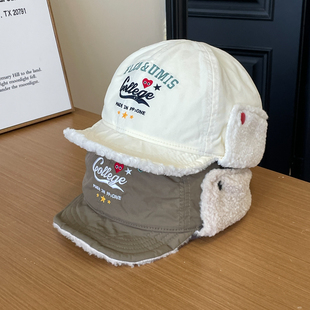 冬天加厚保暖情侣雷锋帽女秋冬季爱心刺绣羊羔绒护耳防风棒球帽男