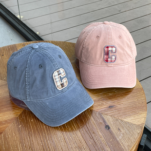 韩版C字母Lisa同款刺绣贴布棒球帽子女宽帽檐显脸小情侣鸭舌帽男