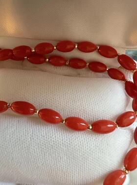 18k金镭射珠 红色小海鲜项链