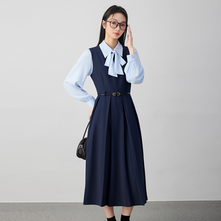 背心连衣裙女2026新款春秋季学院风大学生教资面试小个子裙子套装