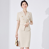 西装 气质职业工装 套装 薄款 珠宝店工作服西服半裙两件套 女夏季 短袖