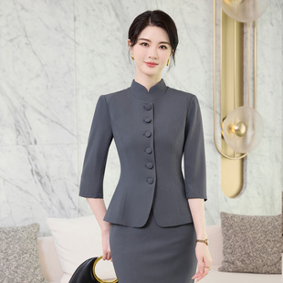 新中式职业套裙西装套装女薄款2026春夏季新款工装会务接待工作服