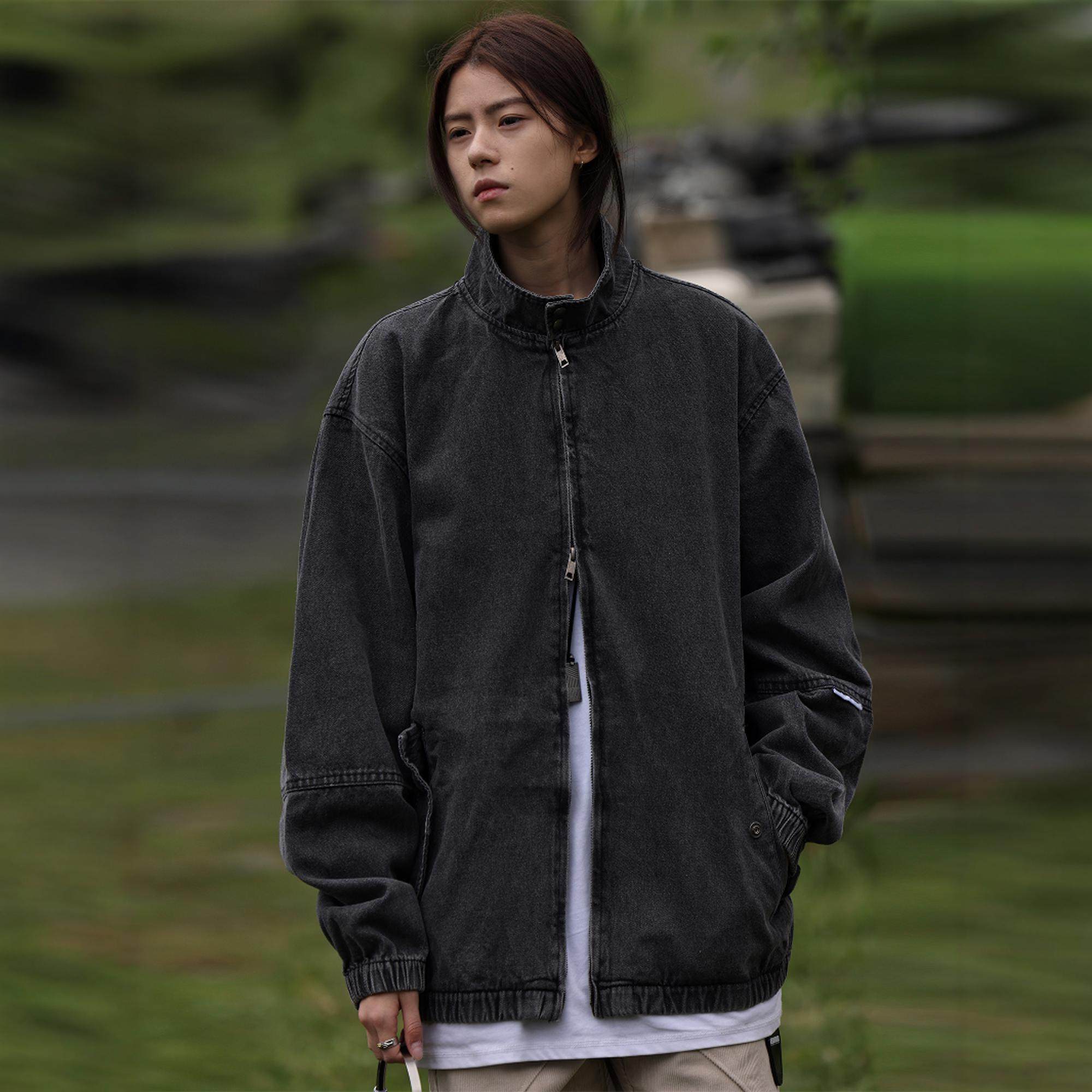 Nobodyknows秋季新款黑色水洗立领cleanfit牛仔夹克宽松男女外套,男装,牛仔外套,淘宝优惠券,粉丝福利购,淘宝优惠卷