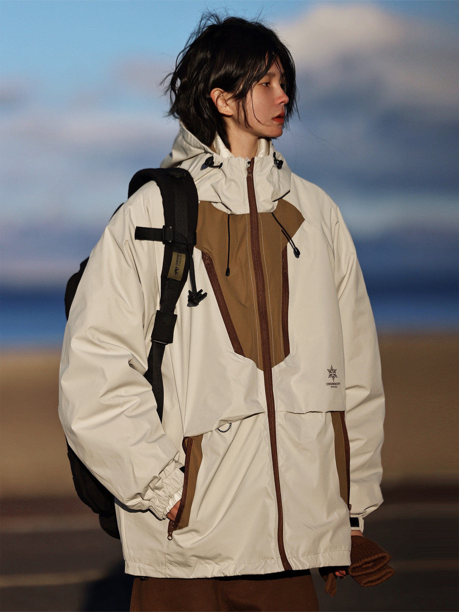 Nobodyknows冬户外三合一冲锋潮女三防登山防水保暖羽绒服外套男