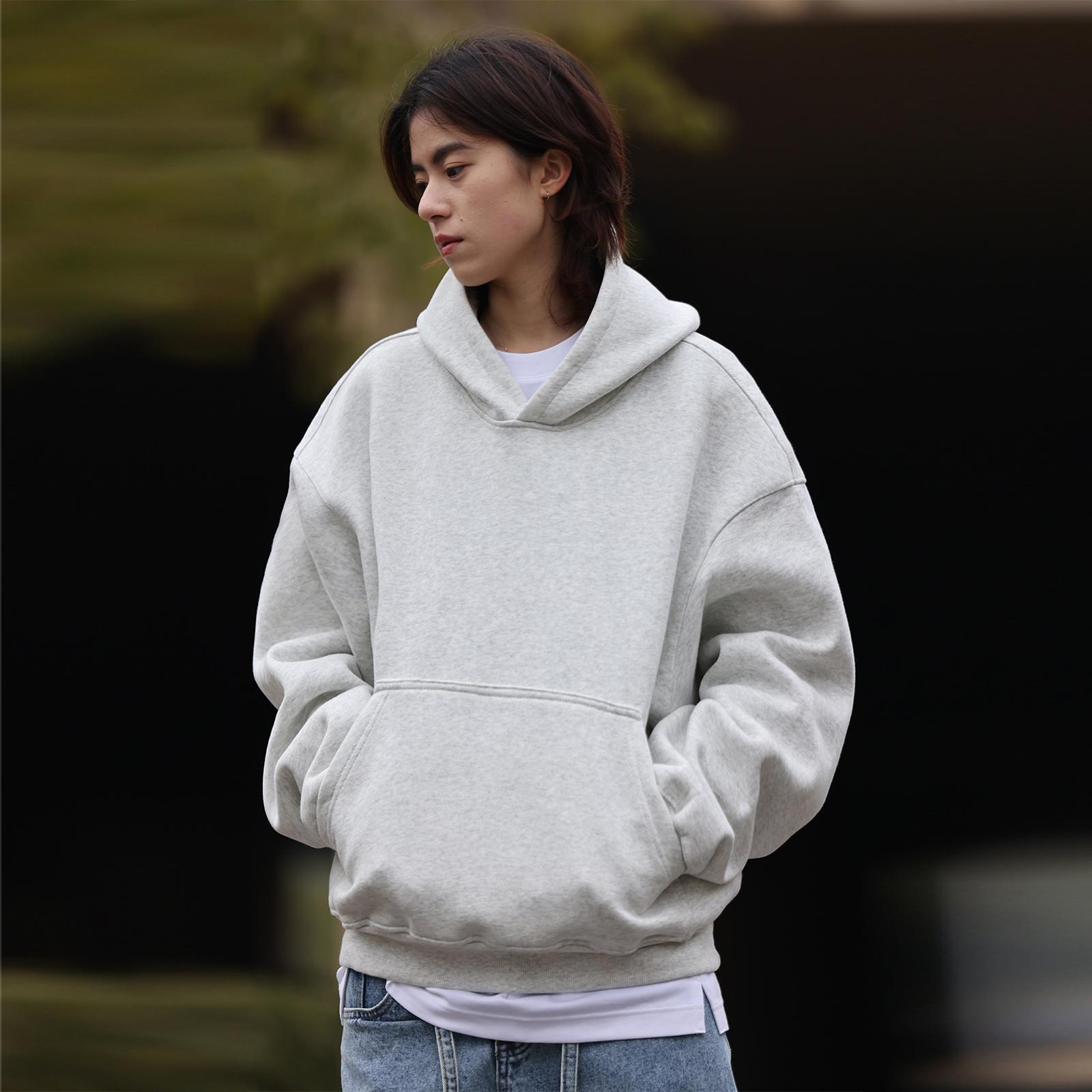 重磅宽松套头短款连帽卫衣