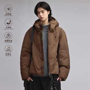 Nobodyknows冬季 白鸭绒防风保暖外套 户外机能风连帽羽绒服男女款