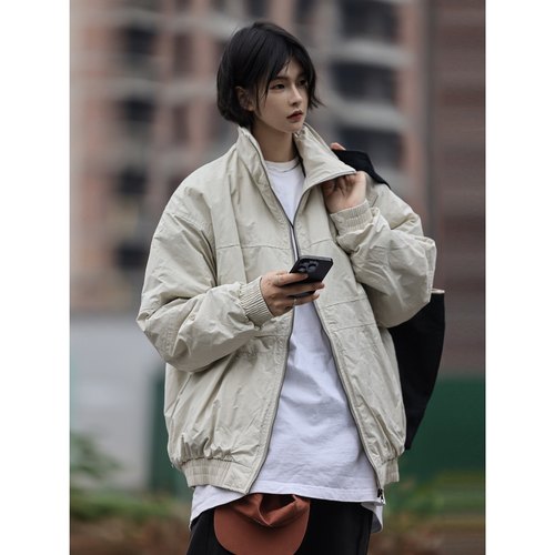 拉链薄款立领棉服秋冬