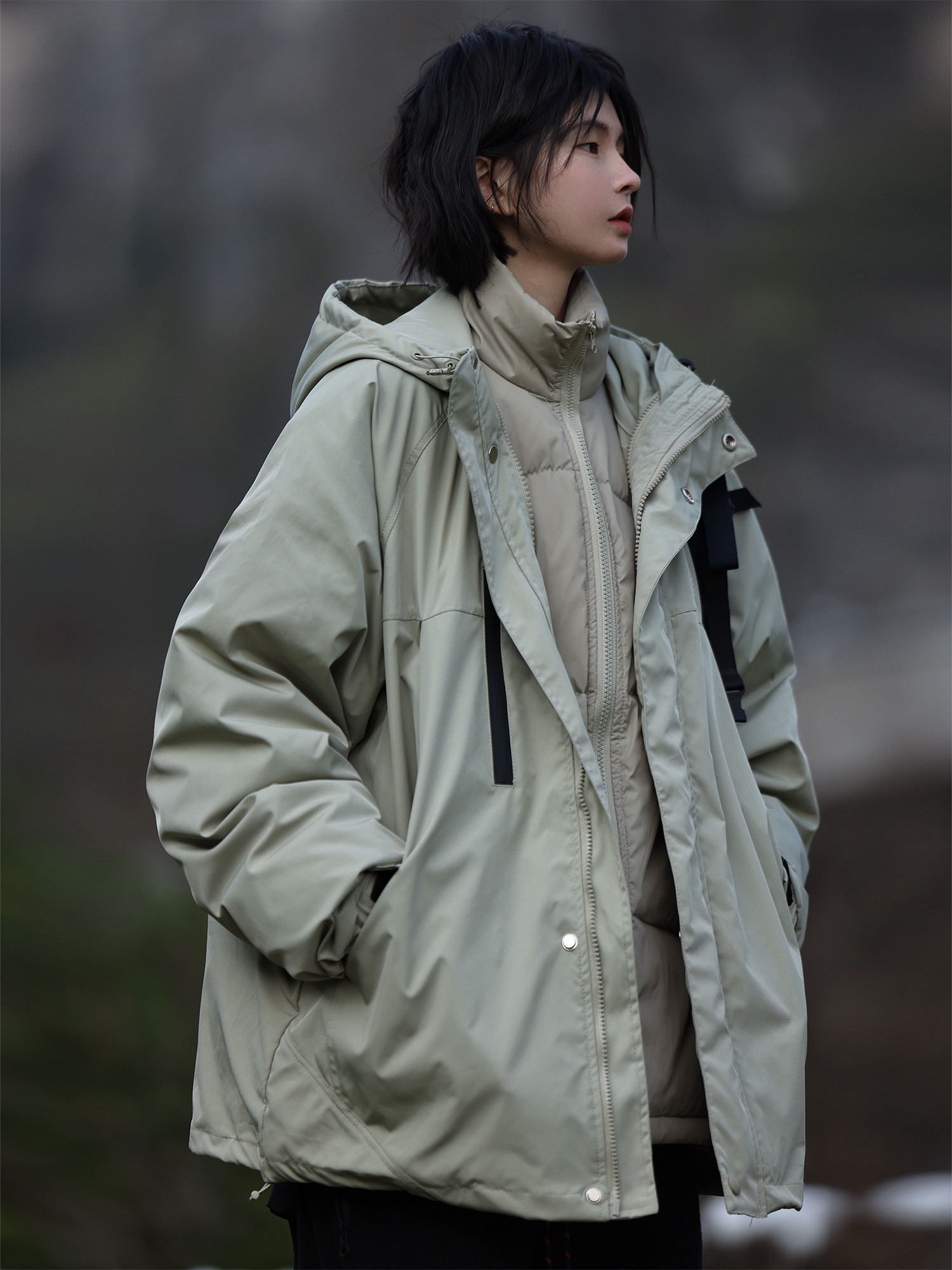 户外防风加厚三合一羽绒服冲锋衣