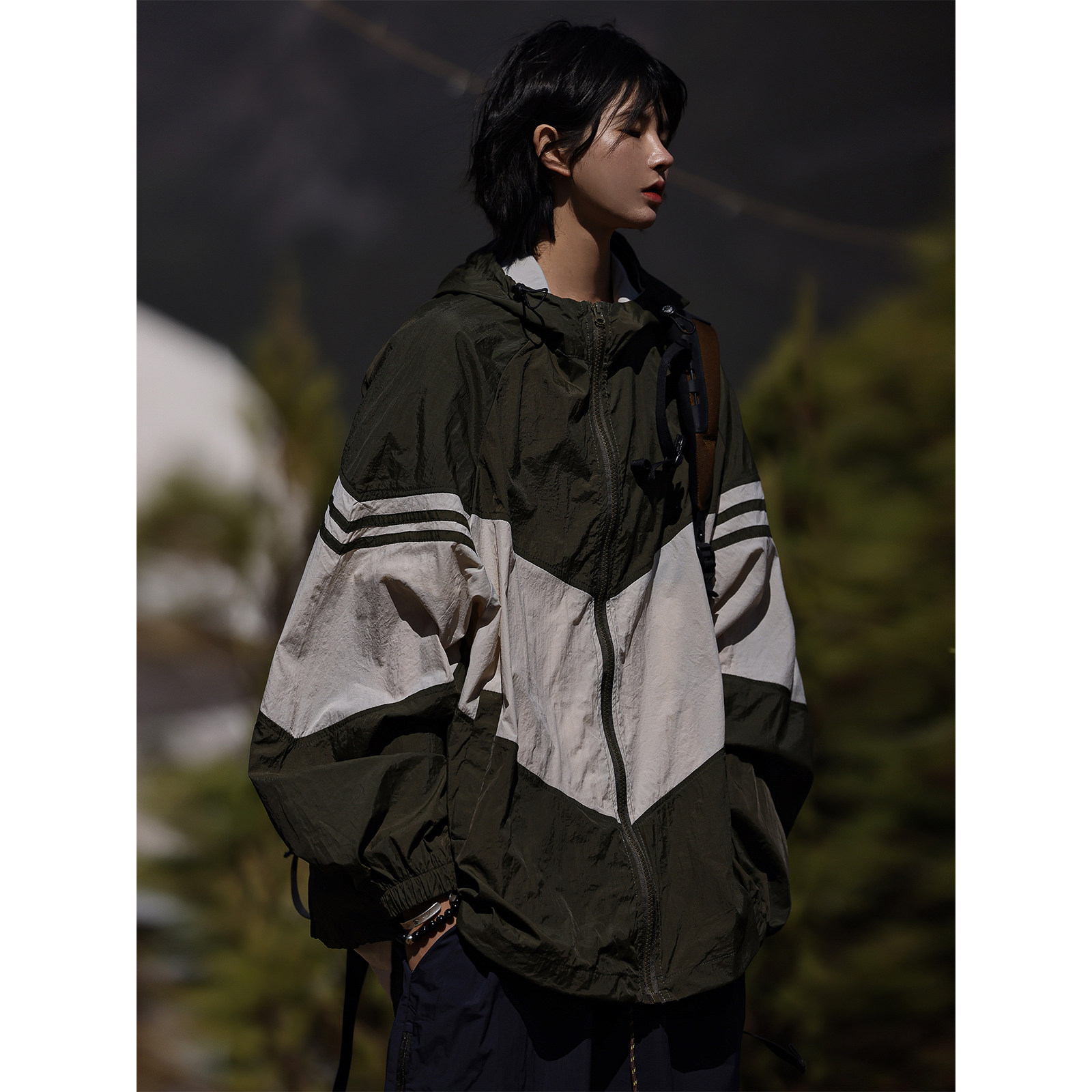 Nobodyknows山系薄款拼色防晒衣日系皮肤衣男女户外潮流UPF5