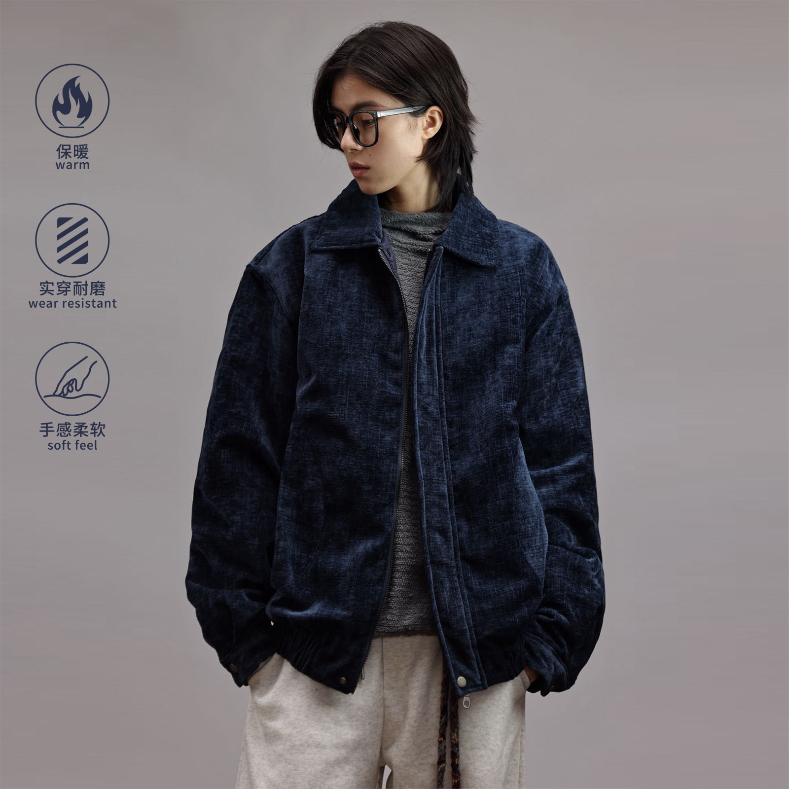 美式复古翻领棉衣男冬季工装外套