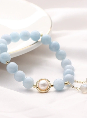 海蓝宝手链精致礼物甜美