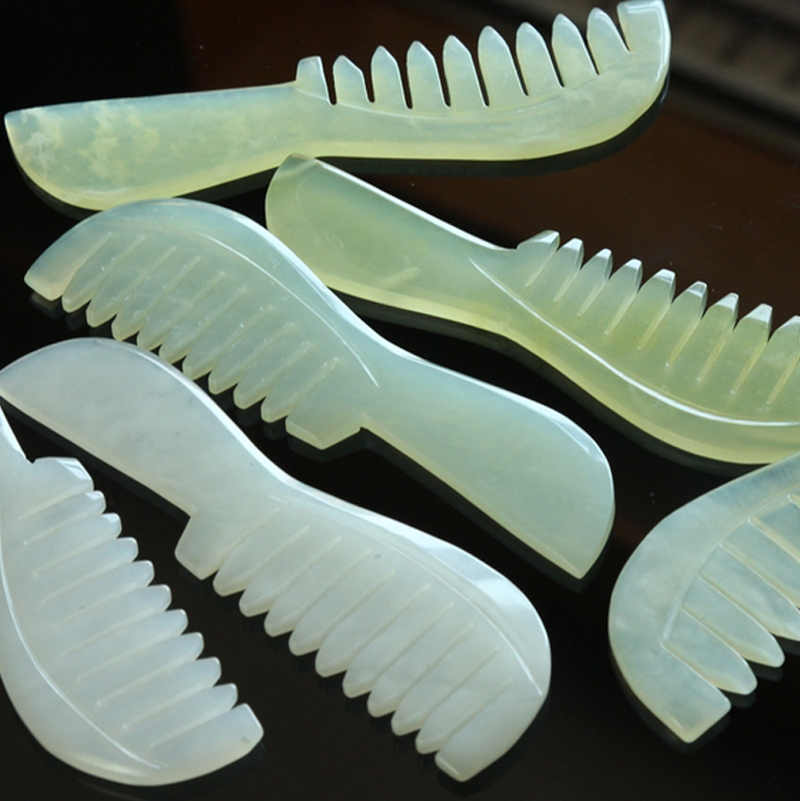 玉梳子 天然岫玉梳 养生按摩梳 美容梳 天然A货 专业玉梳