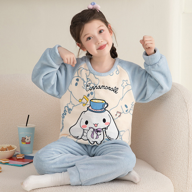 海绵宝宝儿童睡衣女孩秋冬季珊瑚