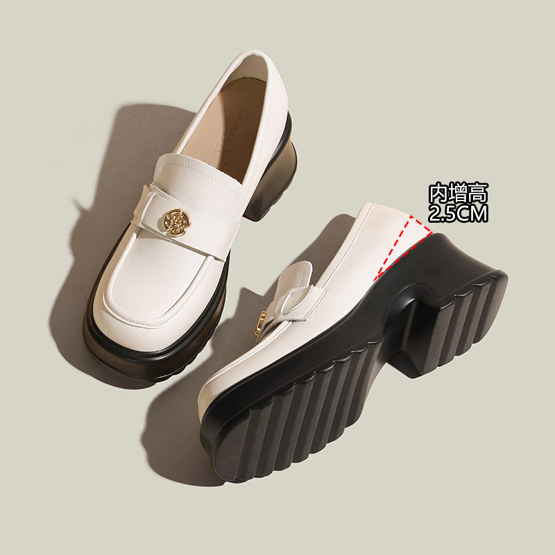 小码女鞋313233厚底小皮鞋女2026新款春秋一脚蹬乐福鞋配裙子单鞋