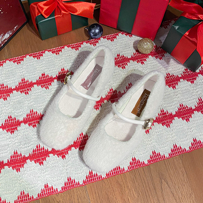 毛毛鞋法式搭扣舒适柔软玛丽珍