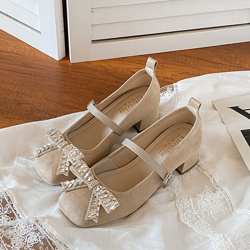 高跟鞋粗跟法式玛丽珍配裙子单鞋女2025新款秋季红色婚鞋大码女鞋,女鞋,浅口单鞋,淘宝优惠券,粉丝福利购,淘宝优惠卷