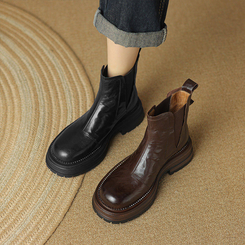 宽胖脚大码女靴41-43粗跟厚底爆款超火短靴子女2025新款冬马丁靴,女鞋,马丁靴,淘宝优惠券,粉丝福利购,淘宝优惠卷