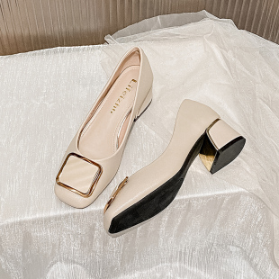 女2023年新款 一脚蹬不累脚大码 配裙子粗跟单鞋 夏季 43软底 女鞋