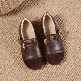 女鞋 软底不累脚勃肯鞋 女34小码 一脚蹬豆豆鞋 313233 女秋冬加绒棉鞋