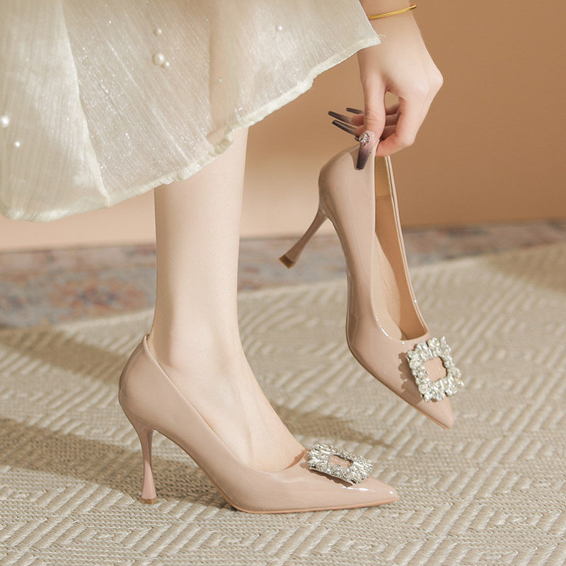 高跟鞋女细跟小众春季尖头法式水钻单鞋女2025新款仙女鞋大码女鞋,女鞋,浅口单鞋,淘宝优惠券,粉丝福利购,淘宝优惠卷