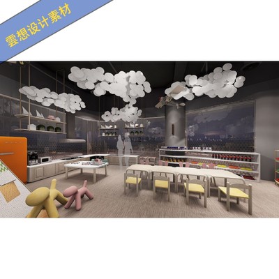 巢羽设计扬州某亲子餐厅设计方案效果图精细SU模型CAD施工图