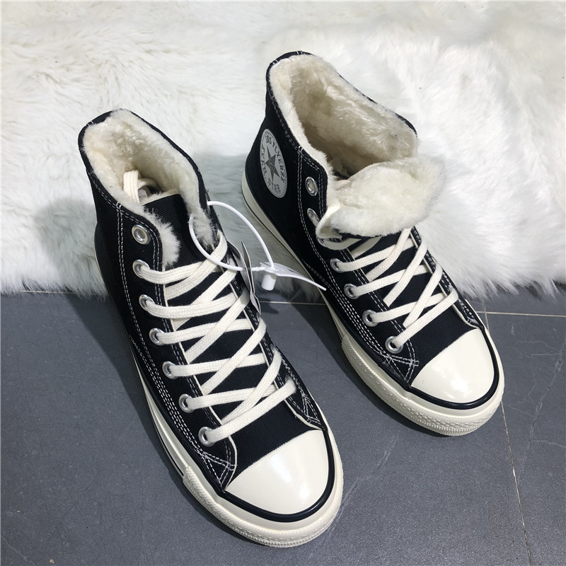 百搭加厚保暖加绒星标学生帆布鞋