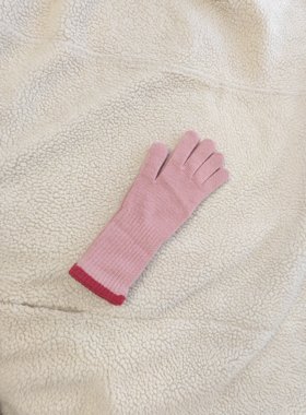 拼色羊毛混纺针织柔软长款手套女冬季保暖露二指可触屏