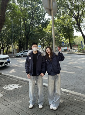 3KU夫妇冬季新款可拆大毛领加厚保暖白鸭绒羽绒服外套男女情侣潮