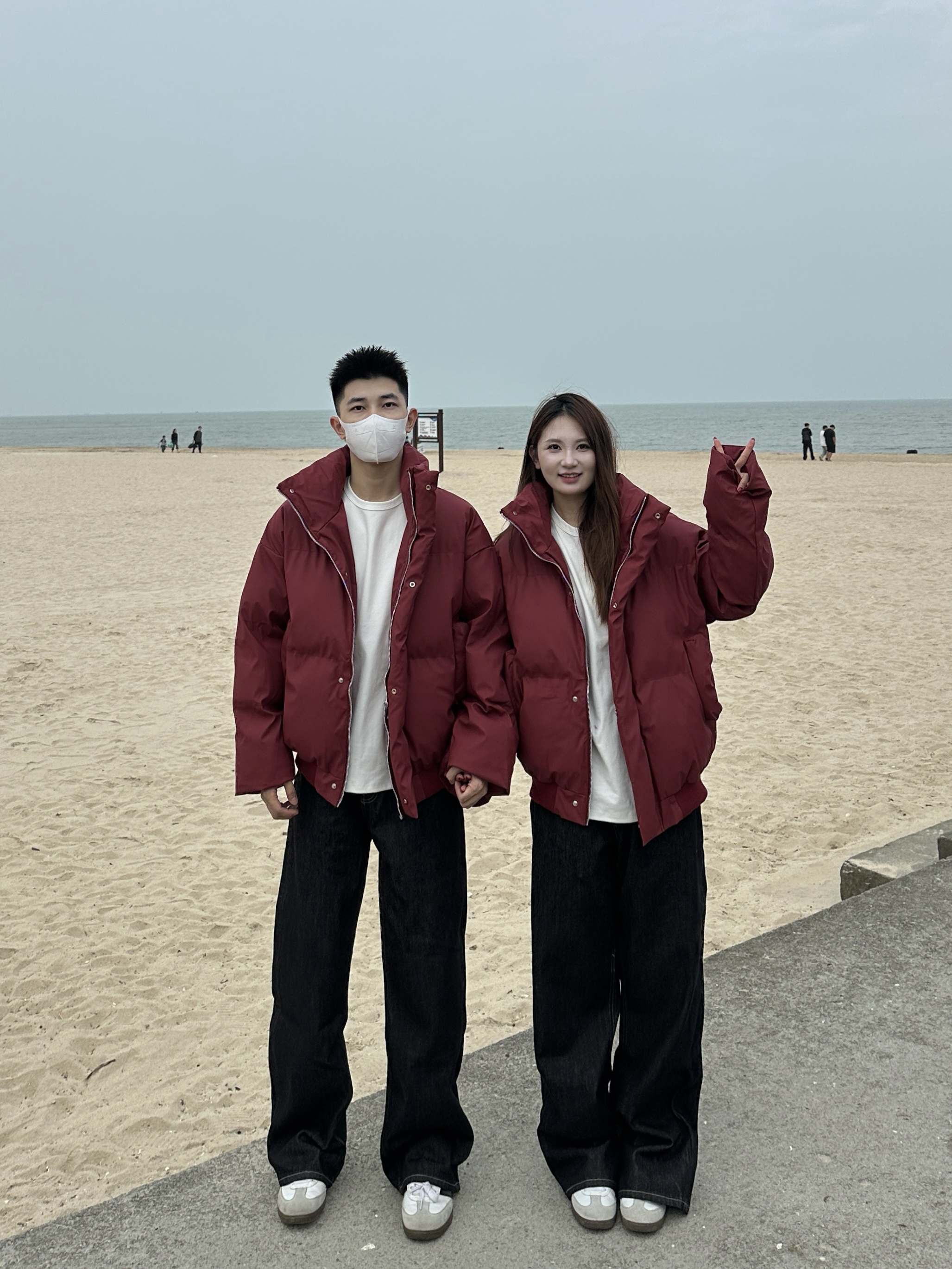 3KU夫妇冬季新款立领加厚保暖PU皮革棉服外套宽松男女棉衣百搭潮