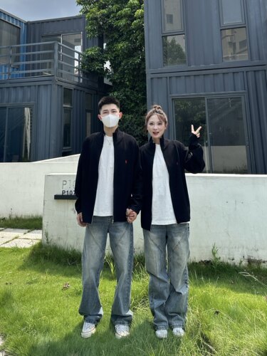 3KU夫妇秋冬季新款立领刺绣针织毛衣开衫外套男女情侣百搭夹克潮