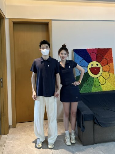 3KU夫妇夏季刺绣小标polo衫短袖T恤男女情侣款女士短款短袖半身裙