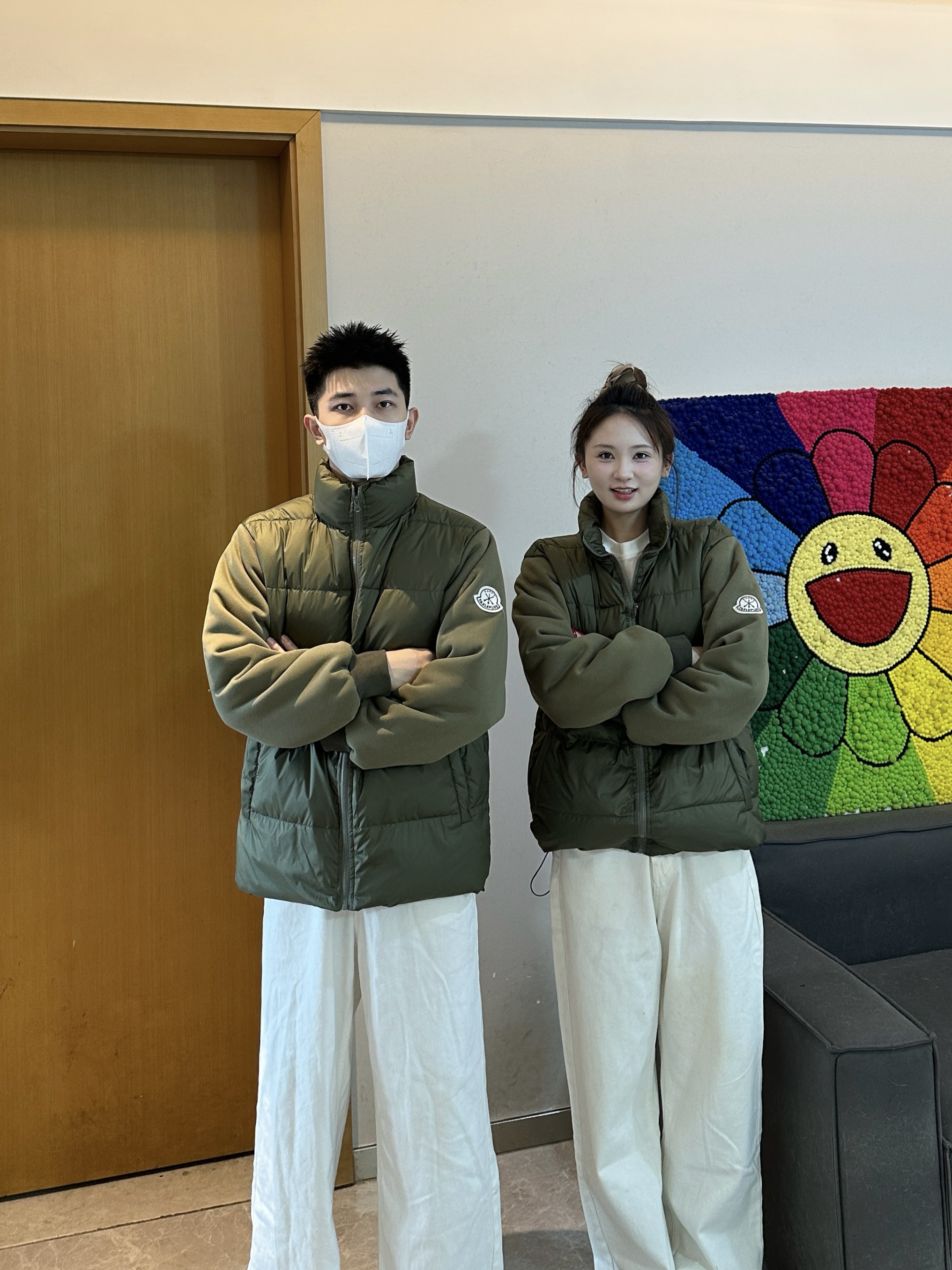 3KU夫妇冬季新款立领加厚保暖拼接白鸭绒羽绒服外套男女同款潮牌