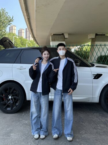 3KU夫妇秋季拼接三杠立领夹克双面穿外套男女情侣运动休闲上衣潮